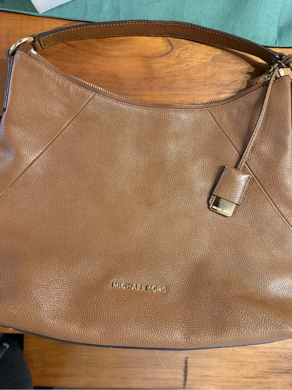 Michael Kors Cognac Pebbled Leather Shoulder Hobo
